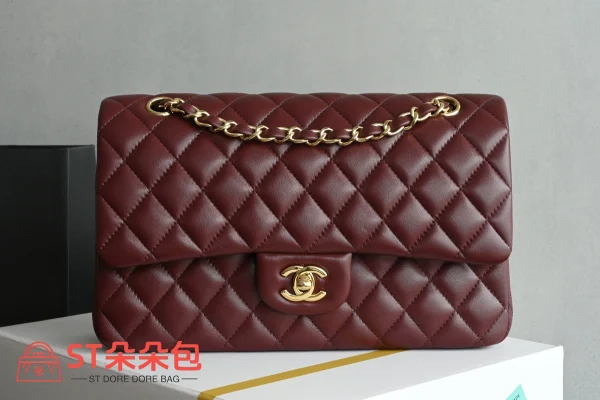 高仿香奈兒/Chanel Classic Flap 經典口蓋包（單肩/斜挎）酒紅色：圖片 2