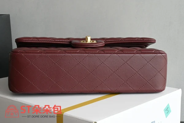 高仿香奈兒/Chanel Classic Flap 經典口蓋包（單肩/斜挎）酒紅色：圖片 4