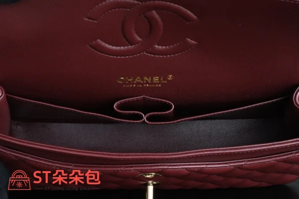 高仿香奈兒/Chanel Classic Flap 經典口蓋包（單肩/斜挎）酒紅色：圖片 10