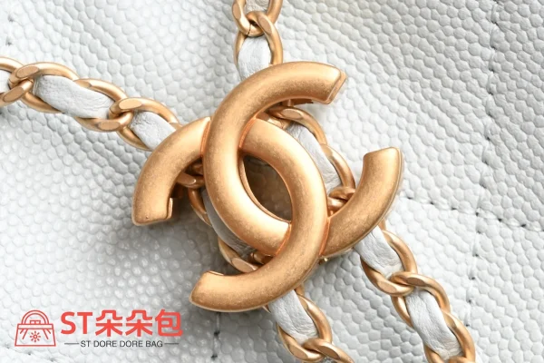 高仿香奈兒/Chanel Deauville 淺藍色抽繩縫手提肩背包：圖片 6
