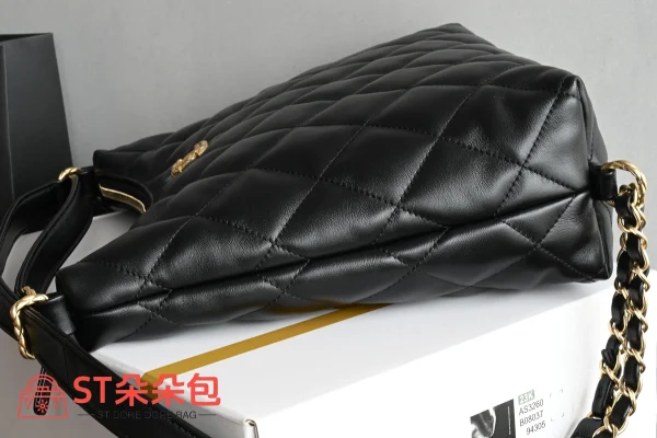 高仿香奈兒/Chanel Hobo系列菱格紋鏈條單肩包黑色：圖片 5