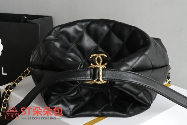 高仿香奈兒/Chanel Hobo系列菱格紋鏈條單肩包黑色：圖片 7