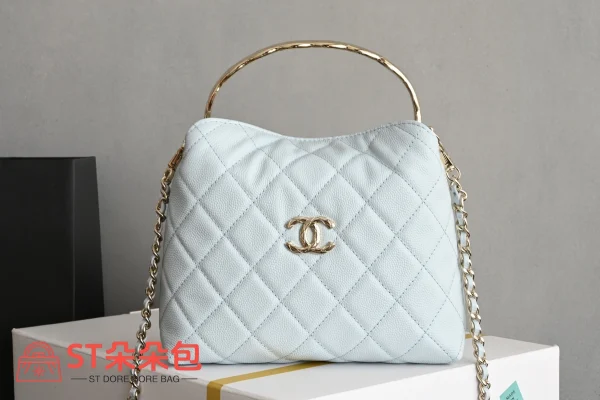 高仿香奈兒/Chanel Classic Collection 經典系列 菱格紋手提肩背包 米白色：圖片 2