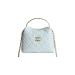 高仿香奈兒/Chanel Classic Collection 經典系列 菱格紋手提肩背包 米白色