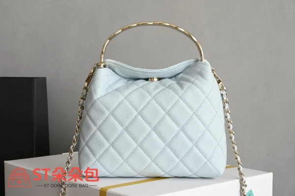 高仿香奈兒/Chanel Classic Collection 經典系列 菱格紋手提肩背包 米白色：圖片 3