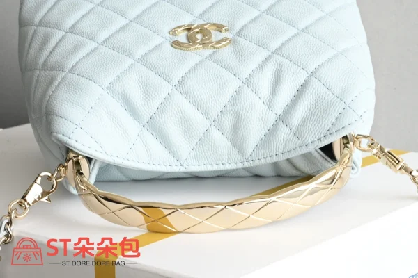 高仿香奈兒/Chanel Classic Collection 經典系列 菱格紋手提肩背包 米白色：圖片 6