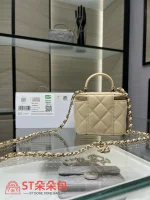 高仿香奈兒/Chanel Vanity Case 迷你方盒形拉鏈杏色化妝包：圖片 3