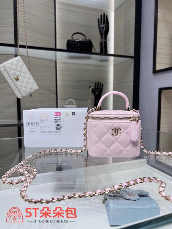 高仿香奈兒/Chanel Vanity系列Mini Vanity Case粉色小包：圖片 2