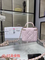 高仿香奈兒/Chanel Vanity系列Mini Vanity Case粉色小包：圖片 3