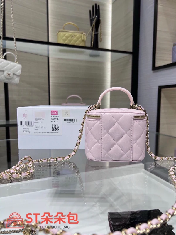 高仿香奈兒/Chanel Vanity系列Mini Vanity Case粉色小包：圖片 3