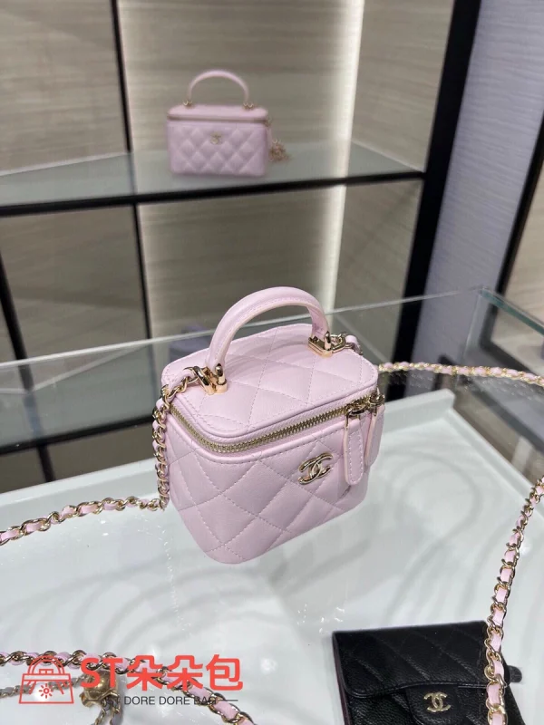 高仿香奈兒/Chanel Vanity系列Mini Vanity Case粉色小包：圖片 4