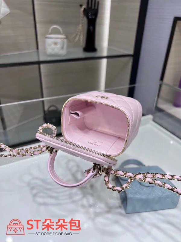 高仿香奈兒/Chanel Vanity系列Mini Vanity Case粉色小包：圖片 8