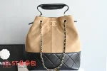 高仿香奈兒/Chanel Drawstring Bucket Bag 黑棕拼接水桶包：圖片 2