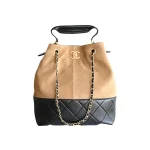 高仿香奈兒/Chanel Drawstring Bucket Bag 黑棕拼接水桶包