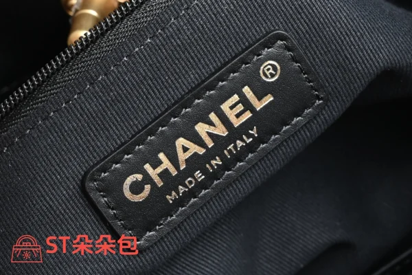 高仿香奈兒/Chanel Drawstring Bucket Bag 黑棕拼接水桶包：圖片 9