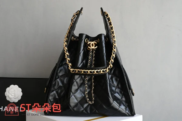 高仿香奈兒/Chanel Deauville 抽繩托特包 黑色：圖片 2