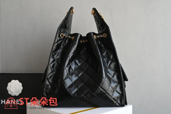 高仿香奈兒/Chanel Deauville 抽繩托特包 黑色：圖片 3