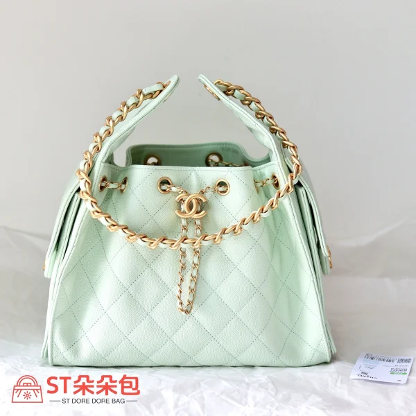 高仿香奈兒/CHANEL 25C Hobo 肩背包｜魚子醬小牛皮淺綠：圖片 2