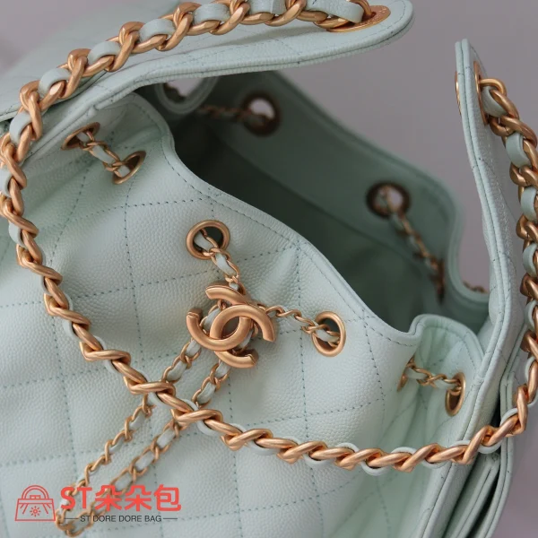 高仿香奈兒/CHANEL 25C Hobo 肩背包｜魚子醬小牛皮淺綠：圖片 3