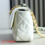 高仿香奈兒/Chanel 19 小號肩背包｜白色山羊皮×混搭金鈀金五金：圖片 5