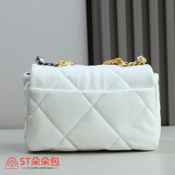 高仿香奈兒/Chanel 19 小號肩背包｜白色山羊皮×混搭金鈀金五金：圖片 10