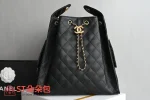 高仿香奈兒/Chanel 25C 黑色菱形格紋抽繩雙肩包：圖片 2
