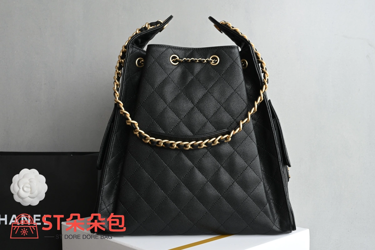 高仿香奈兒/Chanel 25C 黑色菱形格紋抽繩雙肩包 3 高仿香奈兒/Chanel 25C 黑色菱形格紋抽繩雙肩包