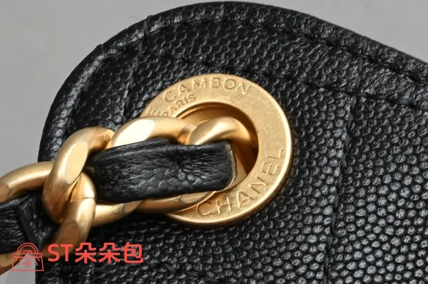 高仿香奈兒/Chanel 25C 黑色菱形格紋抽繩雙肩包：圖片 9
