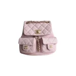 高仿香奈兒/Chanel Classic Backpack 菱格紋雙肩包 粉色