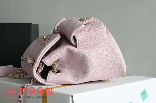 高仿香奈兒/Chanel Classic Backpack 菱格紋雙肩包 粉色：圖片 5