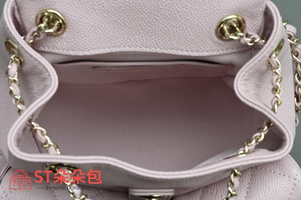 高仿香奈兒/Chanel Classic Backpack 菱格紋雙肩包 粉色：圖片 10