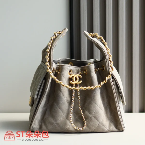 高仿香奈兒/Chanel 25C Hobo 肩背包｜限量反絨小牛皮霧灰：圖片 2