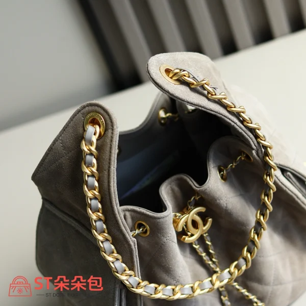 高仿香奈兒/Chanel 25C Hobo 肩背包｜限量反絨小牛皮霧灰：圖片 5