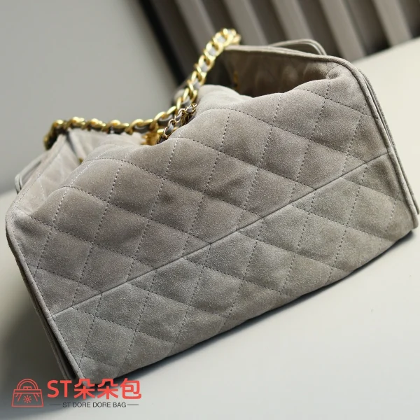 高仿香奈兒/Chanel 25C Hobo 肩背包｜限量反絨小牛皮霧灰：圖片 6