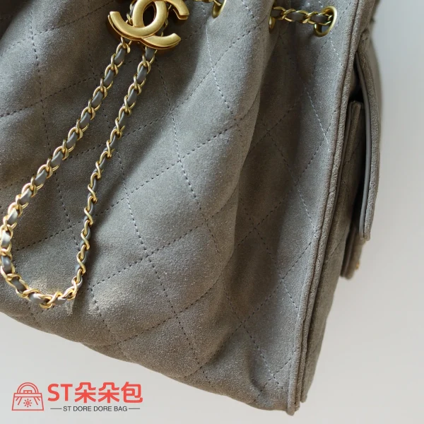 高仿香奈兒/Chanel 25C Hobo 肩背包｜限量反絨小牛皮霧灰：圖片 7