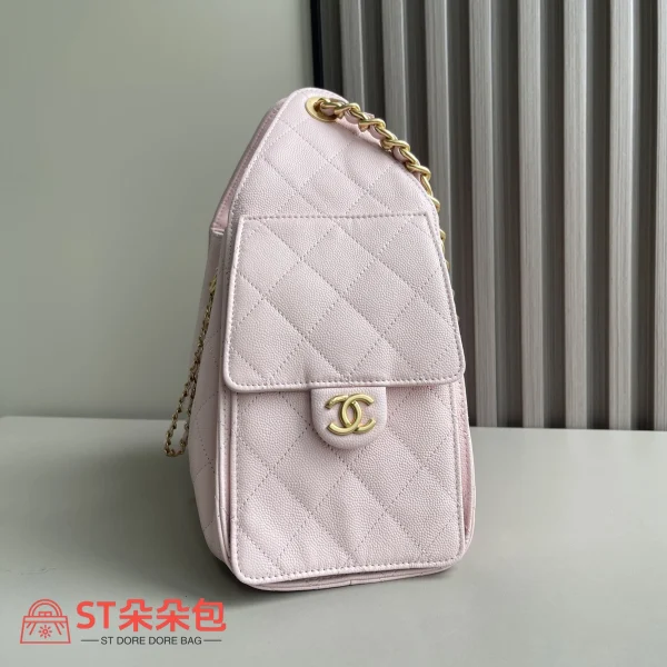 高仿香奈兒/CHANEL 25C Hobo 肩背包｜魚子醬小牛皮粉紅色：圖片 5