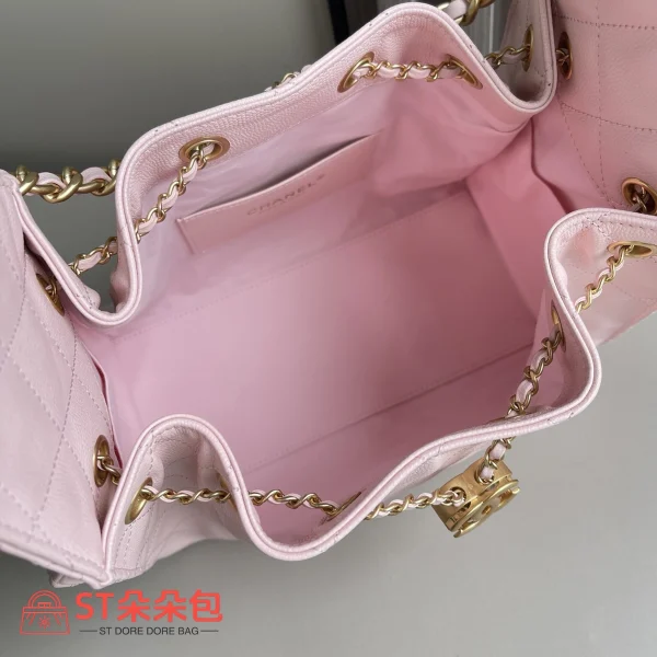 高仿香奈兒/CHANEL 25C Hobo 肩背包｜魚子醬小牛皮粉紅色：圖片 8