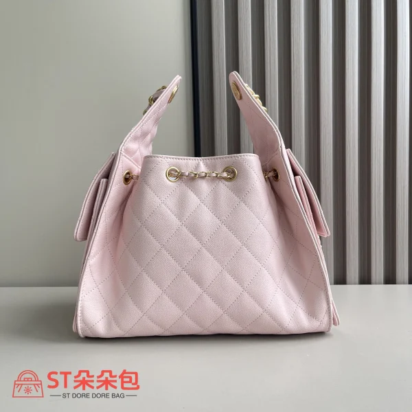 高仿香奈兒/CHANEL 25C Hobo 肩背包｜魚子醬小牛皮粉紅色：圖片 10