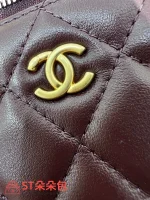 高仿香奈兒/Chanel Vanity Case 金屬球鏈條菱格紋酒紅色化妝包：圖片 9