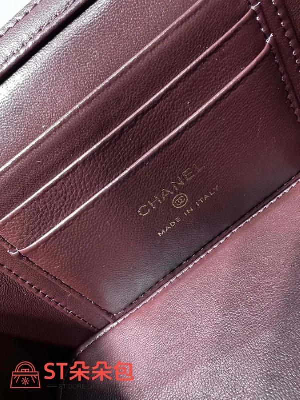 高仿香奈兒/Chanel Vanity Case 金屬球鏈條菱格紋酒紅色化妝包：圖片 10