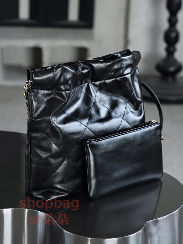 高仿香奈兒 22bag 小號 黑色 金扣 垃圾袋：圖片 8