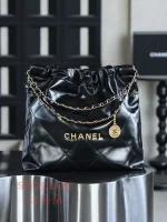 高仿香奈兒 22bag 中號 黑色 金扣 垃圾袋：圖片 2