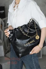 高仿香奈兒 22bag 小號 黑色 金扣 垃圾袋：圖片 26