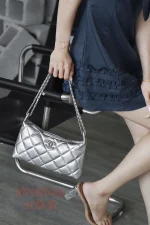 高仿香奈兒 25S金幣hobo 灰色 餃子包：圖片 22