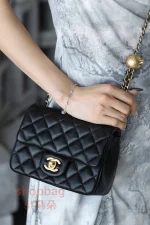 高仿香奈兒 方胖子17 黑色 金球 鏈條包：圖片 28