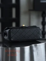 高仿香奈兒/Chanel 方胖子大mini 金球鏈條翻蓋包 黑色：圖片 7