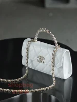 高仿香奈兒/Chanel Kelly手提肩背包 白色mini橫款：圖片 10