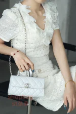 高仿香奈兒/Chanel Kelly手提肩背包 白色mini橫款：圖片 24
