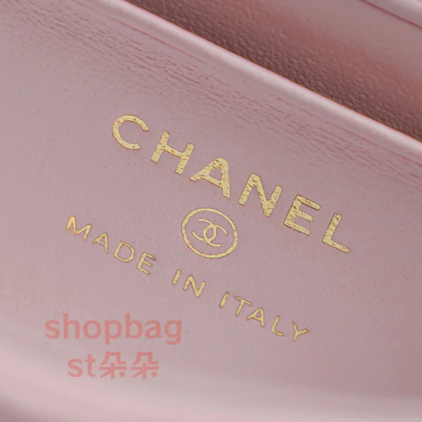 高仿香奈兒/Chanel 經典款 Kelly 淺粉色 雙C扣菱格紋鏈條手提包：圖片 18