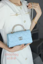 高仿香奈兒/Chanel Kelly mini 手提肩背包 藍色：圖片 23